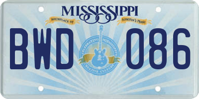 MS license plate BWD086