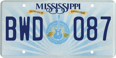 MS license plate BWD087