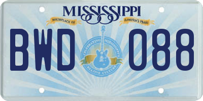 MS license plate BWD088