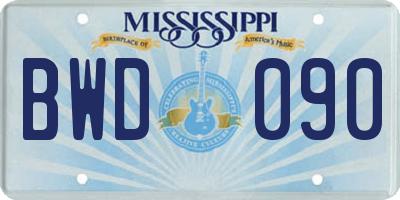 MS license plate BWD090