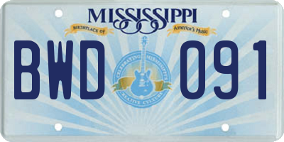MS license plate BWD091