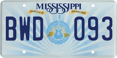 MS license plate BWD093