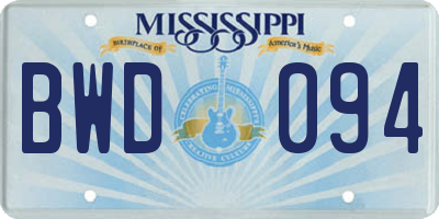 MS license plate BWD094