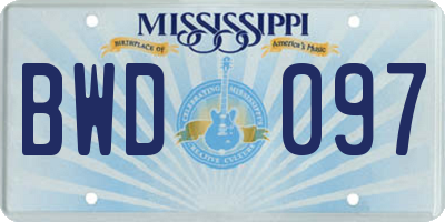MS license plate BWD097