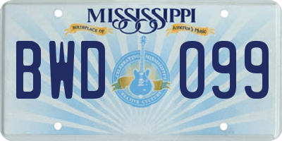 MS license plate BWD099