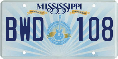 MS license plate BWD108