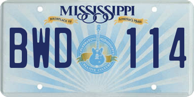 MS license plate BWD114