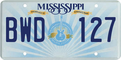 MS license plate BWD127