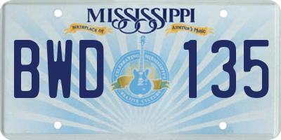 MS license plate BWD135