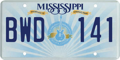 MS license plate BWD141
