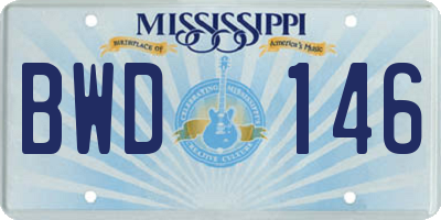 MS license plate BWD146