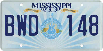 MS license plate BWD148