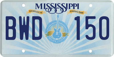 MS license plate BWD150