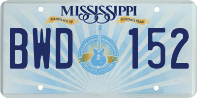 MS license plate BWD152