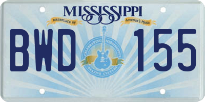 MS license plate BWD155