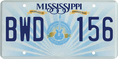 MS license plate BWD156