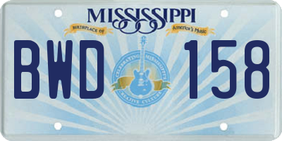MS license plate BWD158