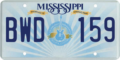 MS license plate BWD159