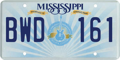 MS license plate BWD161