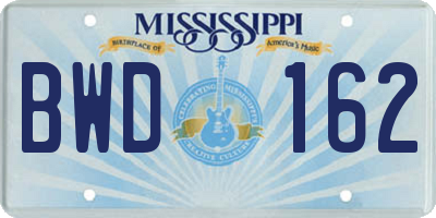 MS license plate BWD162