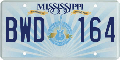 MS license plate BWD164