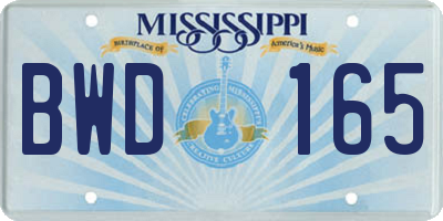 MS license plate BWD165