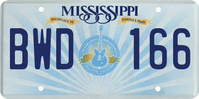 MS license plate BWD166