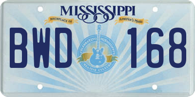 MS license plate BWD168