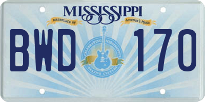 MS license plate BWD170