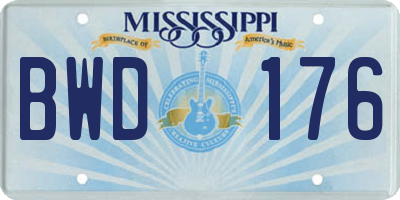 MS license plate BWD176