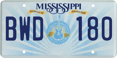 MS license plate BWD180