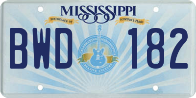 MS license plate BWD182