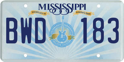 MS license plate BWD183