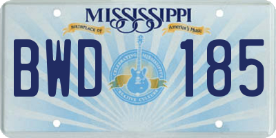 MS license plate BWD185