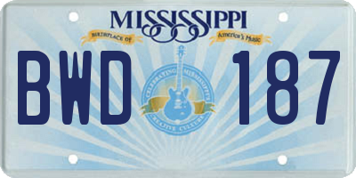 MS license plate BWD187