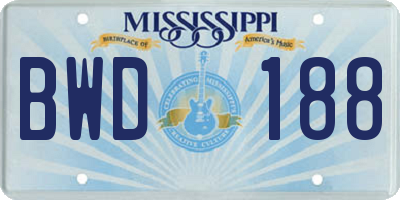 MS license plate BWD188