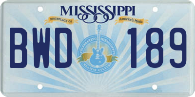 MS license plate BWD189