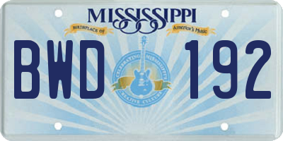 MS license plate BWD192