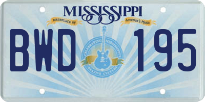MS license plate BWD195