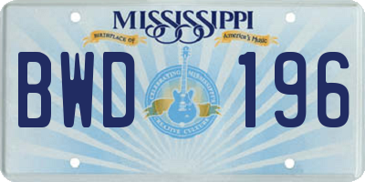 MS license plate BWD196