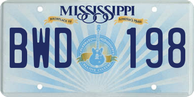 MS license plate BWD198