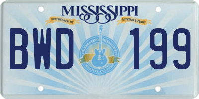 MS license plate BWD199