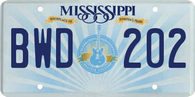 MS license plate BWD202
