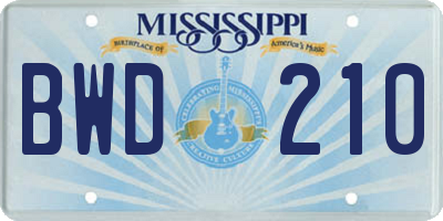 MS license plate BWD210