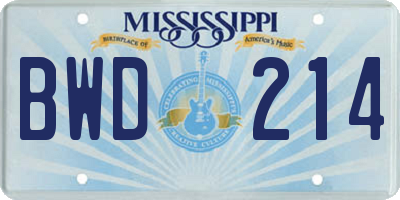 MS license plate BWD214