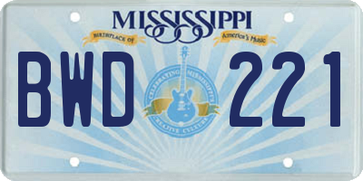 MS license plate BWD221