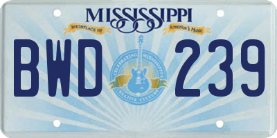 MS license plate BWD239