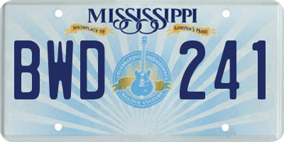 MS license plate BWD241