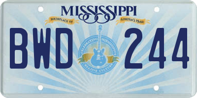 MS license plate BWD244