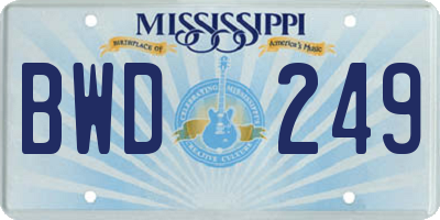 MS license plate BWD249
